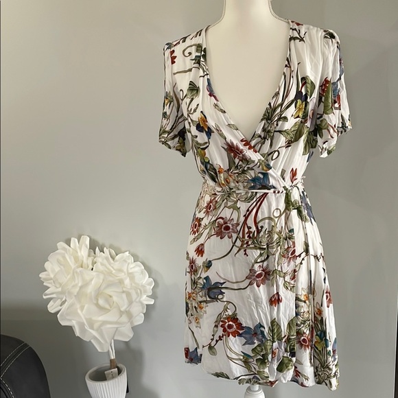 Lulus Floral Wrap Dress - Multicolor - Picture 1 of 8
